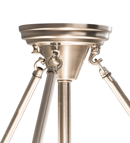 Meyda Lighting Metro 16" 3-Light Brushed Nickel Cognac Swirl Semi-flush Mount Light With Cinnamon Baroque Shade Glass