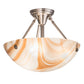 Meyda Lighting Metro 16" 3-Light Brushed Nickel Cognac Swirl Semi-flush Mount Light With Cinnamon Baroque Shade Glass
