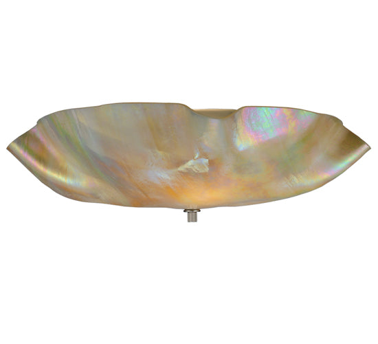 Meyda Lighting Metro 16" 3-Light Chrome Mist Flush Mount Light With Beige Iridescent Organic Art Shade Glass