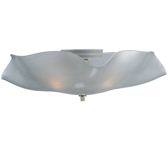 Meyda Lighting Metro 16" 3-Light Chrome Mist Flush Mount Light With White Organic Art Shade Glass