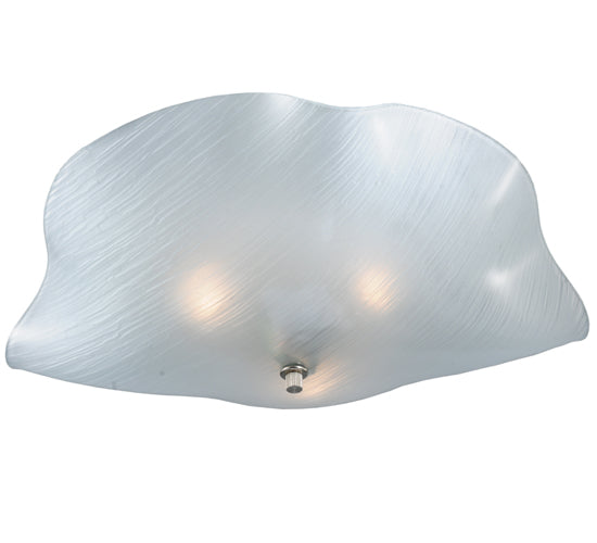 Meyda Lighting Metro 16" 3-Light Chrome Mist Flush Mount Light With White Organic Art Shade Glass