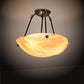 Meyda Lighting Metro 16" 3-Light Mahogany Bronze Semi-flush Mount Light With Beige Iridescent Shade Glass