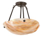 Meyda Lighting Metro 16" 3-Light Mahogany Bronze Semi-flush Mount Light With Beige Iridescent Shade Glass
