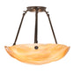 Meyda Lighting Metro 16" 3-Light Mahogany Bronze Semi-flush Mount Light With Beige Iridescent Shade Glass