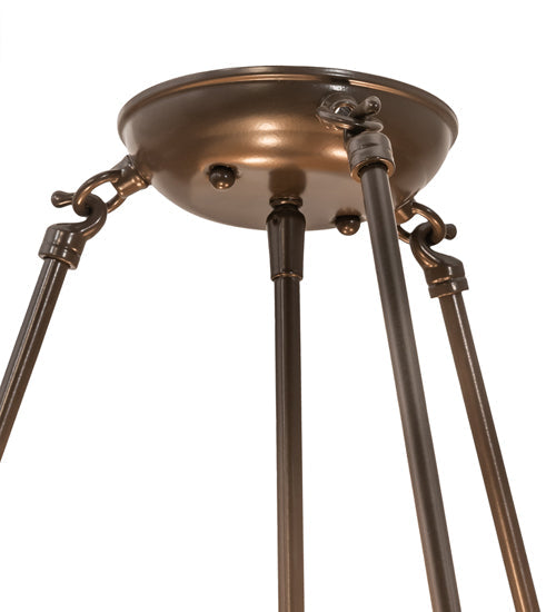 Meyda Lighting Metro 16" 3-Light Mahogany Bronze Semi-flush Mount Light With Beige Iridescent Shade Glass