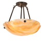 Meyda Lighting Metro 16" 3-Light Mahogany Bronze Semi-flush Mount Light With Beige Iridescent Shade Glass