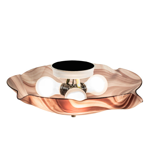 Meyda Lighting Metro 16" 3-Light White Flush Mount Light With Chambord Swirl Organic Shade Glass