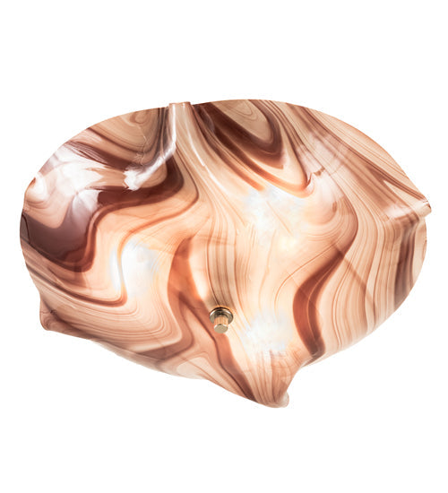 Meyda Lighting Metro 16" 3-Light White Flush Mount Light With Chambord Swirl Organic Shade Glass