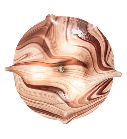 Meyda Lighting Metro 16" 3-Light White Flush Mount Light With Chambord Swirl Organic Shade Glass