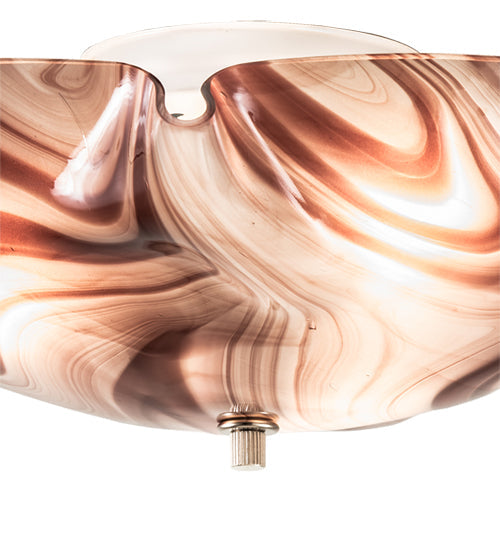 Meyda Lighting Metro 16" 3-Light White Flush Mount Light With Chambord Swirl Organic Shade Glass