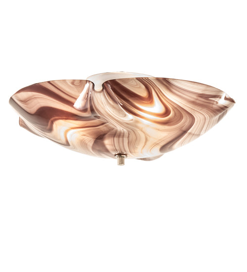 Meyda Lighting Metro 16" 3-Light White Flush Mount Light With Chambord Swirl Organic Shade Glass
