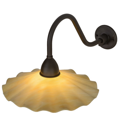 Meyda Lighting Metro 16" Oil Rubbed Bronze Galatia Wall Sconce With Scalloped Beige Art Shade Glass
