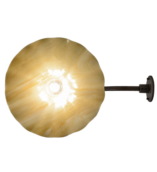 Meyda Lighting Metro 16" Oil Rubbed Bronze Galatia Wall Sconce With Scalloped Beige Art Shade Glass
