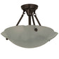Meyda Lighting Metro 17" 2-Light Oil Rubbed Bronze Semi-flush Mount Light With White Frosted Raindrop Shade Glass