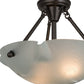 Meyda Lighting Metro 17" 2-Light Oil Rubbed Bronze Semi-flush Mount Light With White Frosted Raindrop Shade Glass