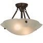 Meyda Lighting Metro 17" 2-Light Oil Rubbed Bronze Semi-flush Mount Light With White Frosted Raindrop Shade Glass