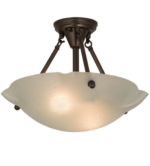 Meyda Lighting Metro 17" 2-Light Oil Rubbed Bronze Semi-flush Mount Light With White Frosted Raindrop Shade Glass