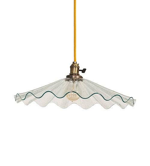 Meyda Lighting Metro 18" Antique Brass Galatia Pendant Light With Clear Scalloped Seeded Shade Glass