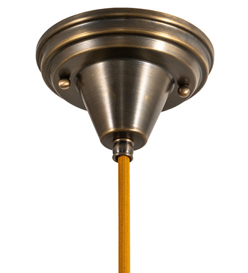 Meyda Lighting Metro 18" Antique Brass Galatia Pendant Light With Clear Scalloped Seeded Shade Glass