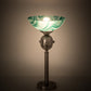 Meyda Lighting Metro 18" Brushed Nickel Mente Swirl Tabletop Torchiere Lamp With Green & White Shade Glass