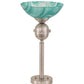 Meyda Lighting Metro 18" Brushed Nickel Mente Swirl Tabletop Torchiere Lamp With Green & White Shade Glass
