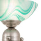 Meyda Lighting Metro 18" Brushed Nickel Mente Swirl Tabletop Torchiere Lamp With Green & White Shade Glass