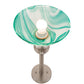 Meyda Lighting Metro 18" Brushed Nickel Mente Swirl Tabletop Torchiere Lamp With Green & White Shade Glass
