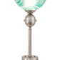 Meyda Lighting Metro 18" Brushed Nickel Mente Swirl Tabletop Torchiere Lamp With Green & White Shade Glass