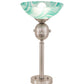 Meyda Lighting Metro 18" Brushed Nickel Mente Swirl Tabletop Torchiere Lamp With Green & White Shade Glass