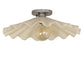 Meyda Lighting Metro 18" Brushed Nickel Scalloped Flush Mount Light With Beige Almond Shade Glass