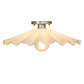 Meyda Lighting Metro 18" Brushed Nickel Scalloped Flush Mount Light With Beige Almond Shade Glass