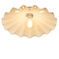Meyda Lighting Metro 18" Brushed Nickel Scalloped Flush Mount Light With Beige Almond Shade Glass