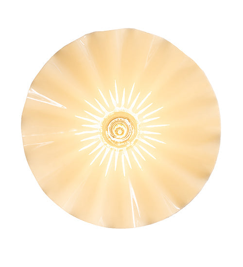 Meyda Lighting Metro 18" Brushed Nickel Scalloped Flush Mount Light With Beige Almond Shade Glass