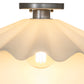 Meyda Lighting Metro 18" Brushed Nickel Scalloped Flush Mount Light With Beige Almond Shade Glass