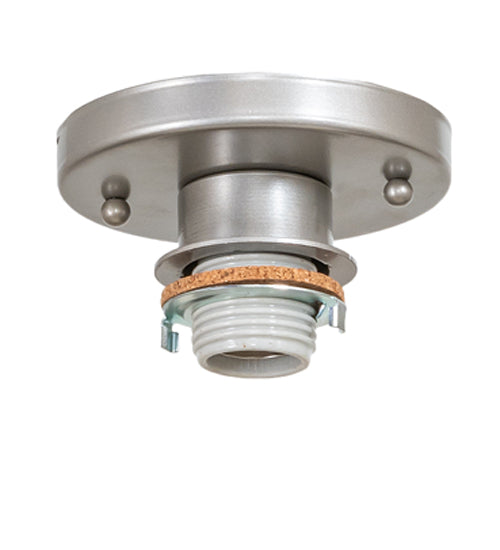Meyda Lighting Metro 18" Brushed Nickel Scalloped Flush Mount Light With Beige Almond Shade Glass