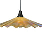 Meyda Lighting Metro 18" Craftsman Brown Galatia Pendant Light With Beige Scalloped Iridescent Shade Glass