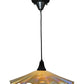 Meyda Lighting Metro 18" Craftsman Brown Galatia Pendant Light With Beige Scalloped Iridescent Shade Glass