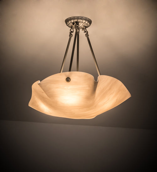 Meyda Lighting Metro 20" 4-Light Antique Nickel Atelier Semi-flush Mount Light With Beige Fleshtone Idalight Shade Glass