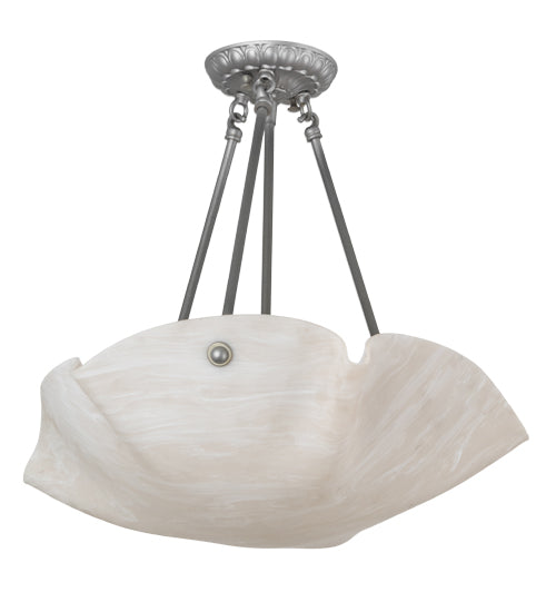 Meyda Lighting Metro 20" 4-Light Antique Nickel Atelier Semi-flush Mount Light With Beige Fleshtone Idalight Shade Glass