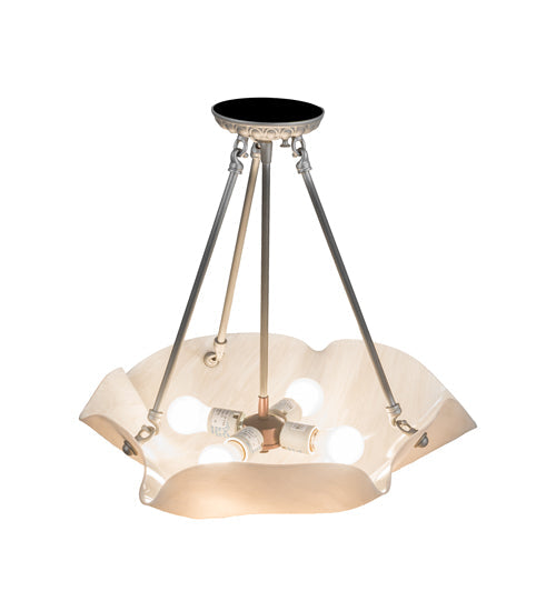 Meyda Lighting Metro 20" 4-Light Antique Nickel Atelier Semi-flush Mount Light With Beige Fleshtone Idalight Shade Glass