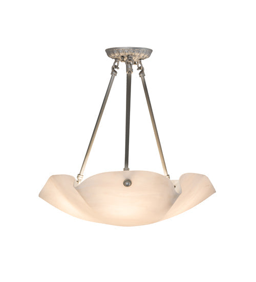 Meyda Lighting Metro 20" 4-Light Antique Nickel Atelier Semi-flush Mount Light With Beige Fleshtone Idalight Shade Glass
