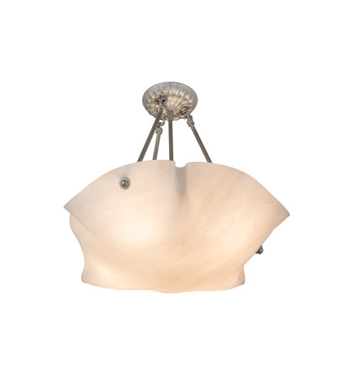Meyda Lighting Metro 20" 4-Light Antique Nickel Atelier Semi-flush Mount Light With Beige Fleshtone Idalight Shade Glass