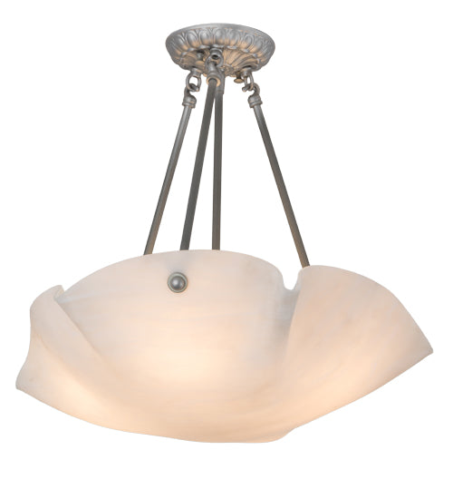 Meyda Lighting Metro 20" 4-Light Antique Nickel Atelier Semi-flush Mount Light With Beige Fleshtone Idalight Shade Glass
