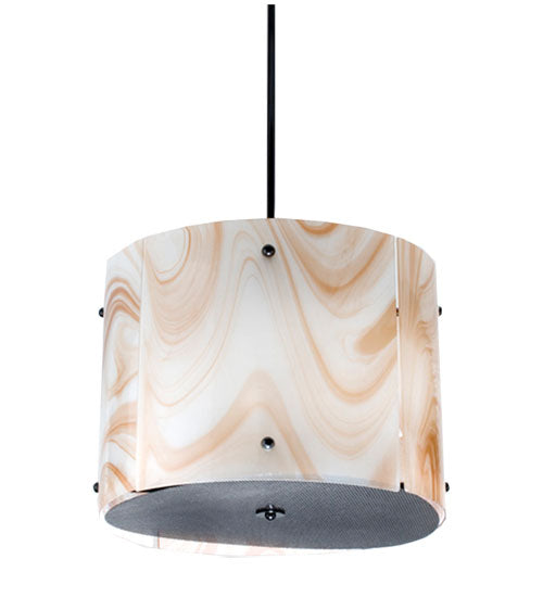 Meyda Lighting Metro 20" 4-Light Nickel Cognac Swirl Pendant Light With Beige & White Shade