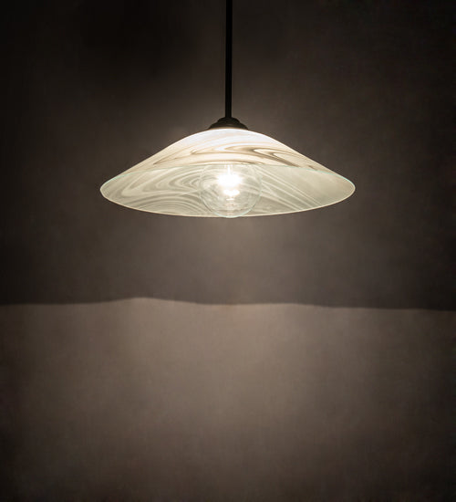 Meyda Lighting Metro 20" Craftsman Brown Blanco Swirl Pendant Light With White Shade Glass