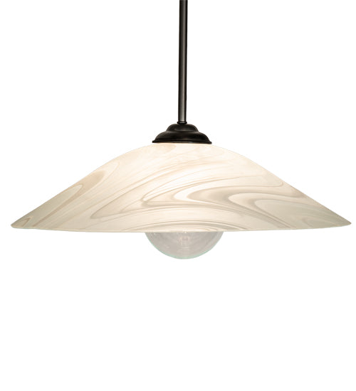 Meyda Lighting Metro 20" Craftsman Brown Blanco Swirl Pendant Light With White Shade Glass