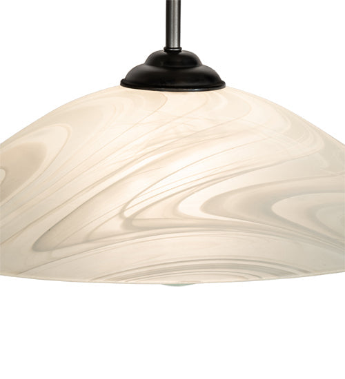 Meyda Lighting Metro 20" Craftsman Brown Blanco Swirl Pendant Light With White Shade Glass