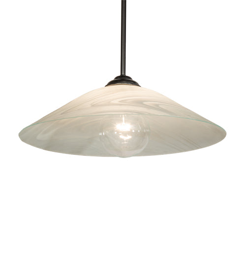Meyda Lighting Metro 20" Craftsman Brown Blanco Swirl Pendant Light With White Shade Glass