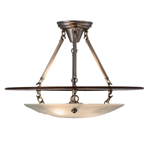 Meyda Lighting Metro 21" 2-Light Nickel & Transparent Copper Super Nova Semi-flush Mount Light With Clear Frosted Shade Glass