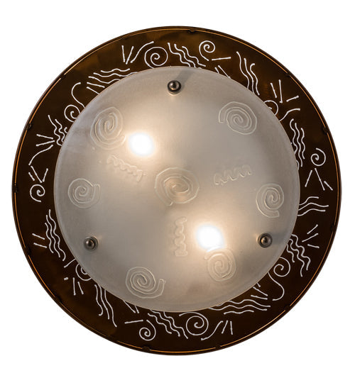 Meyda Lighting Metro 21" 2-Light Nickel & Transparent Copper Super Nova Semi-flush Mount Light With Clear Frosted Shade Glass